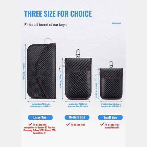 CarbonShield™ Faraday Car Key Bag Signal Blocking