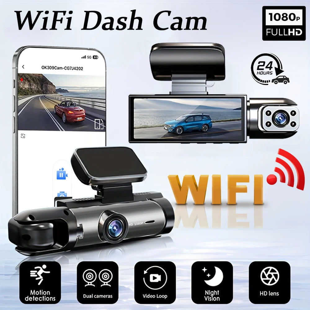 DriveGuard Pro™ Dual Dash Cam 1080P WiFi