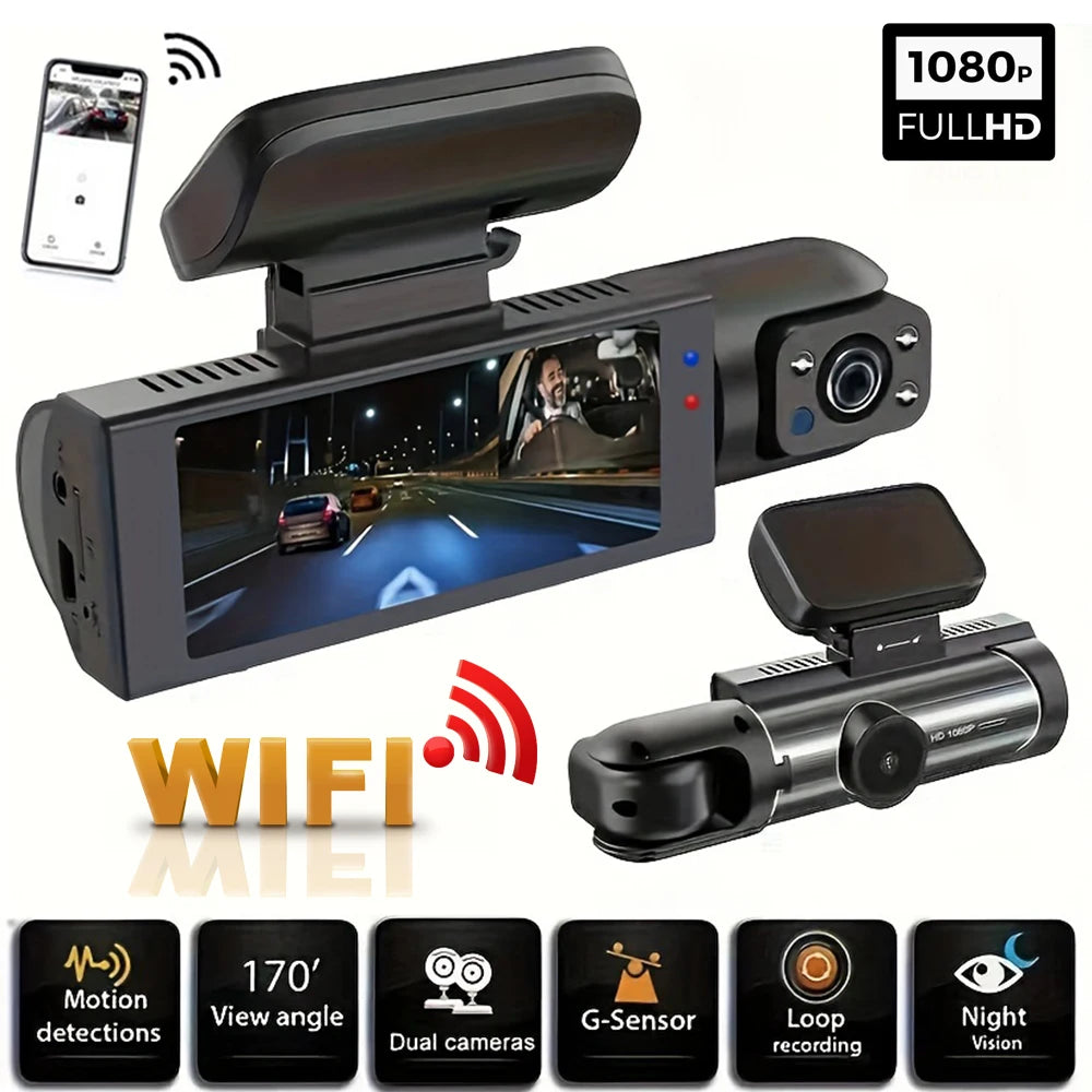 DriveGuard Pro™ Dual Dash Cam 1080P WiFi