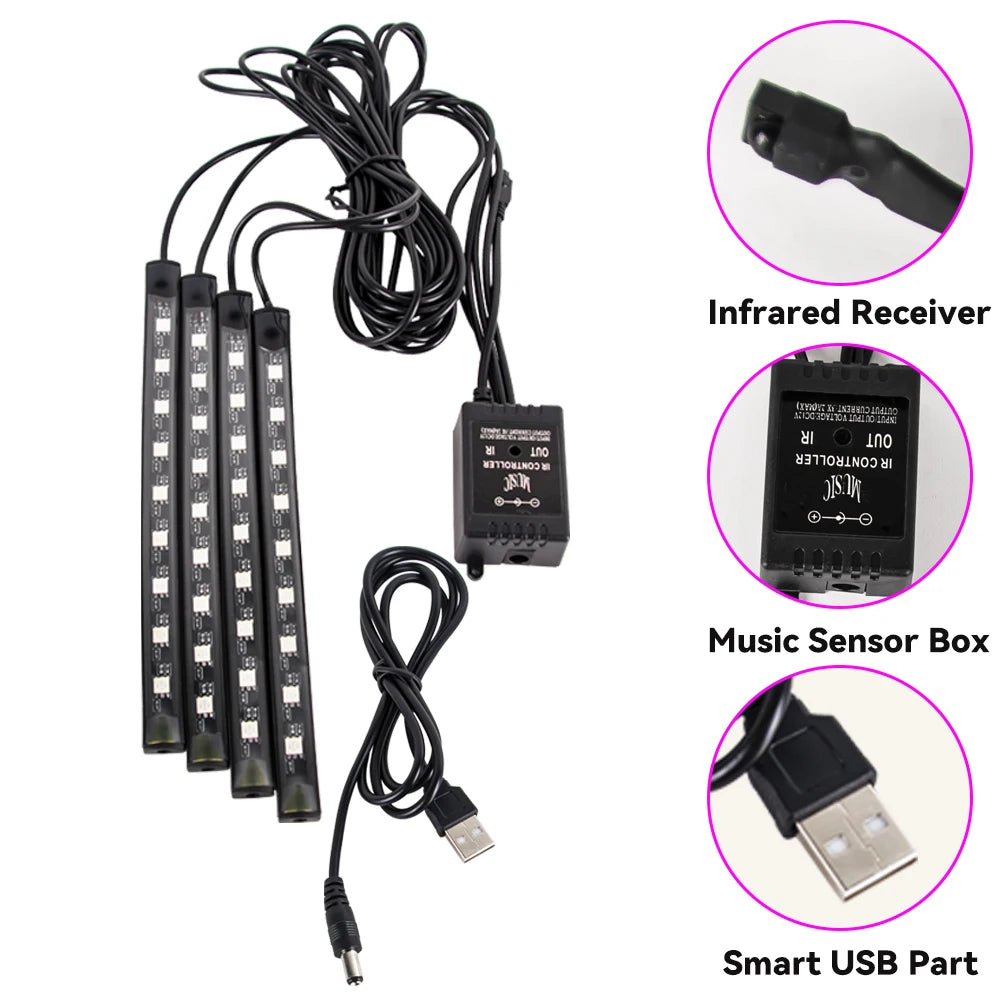 DriveGlow™ Smart RGB Car Interior Light Kit