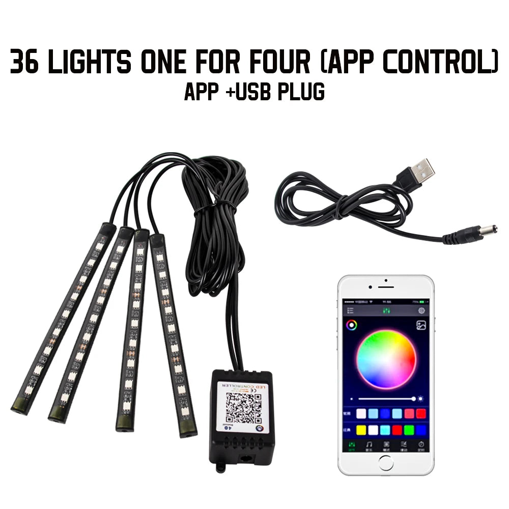 DriveGlow™ Smart RGB Car Interior Light Kit