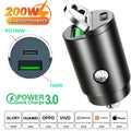 100W/200W Mini Lighter Fast Charging Car USB Type C Charger