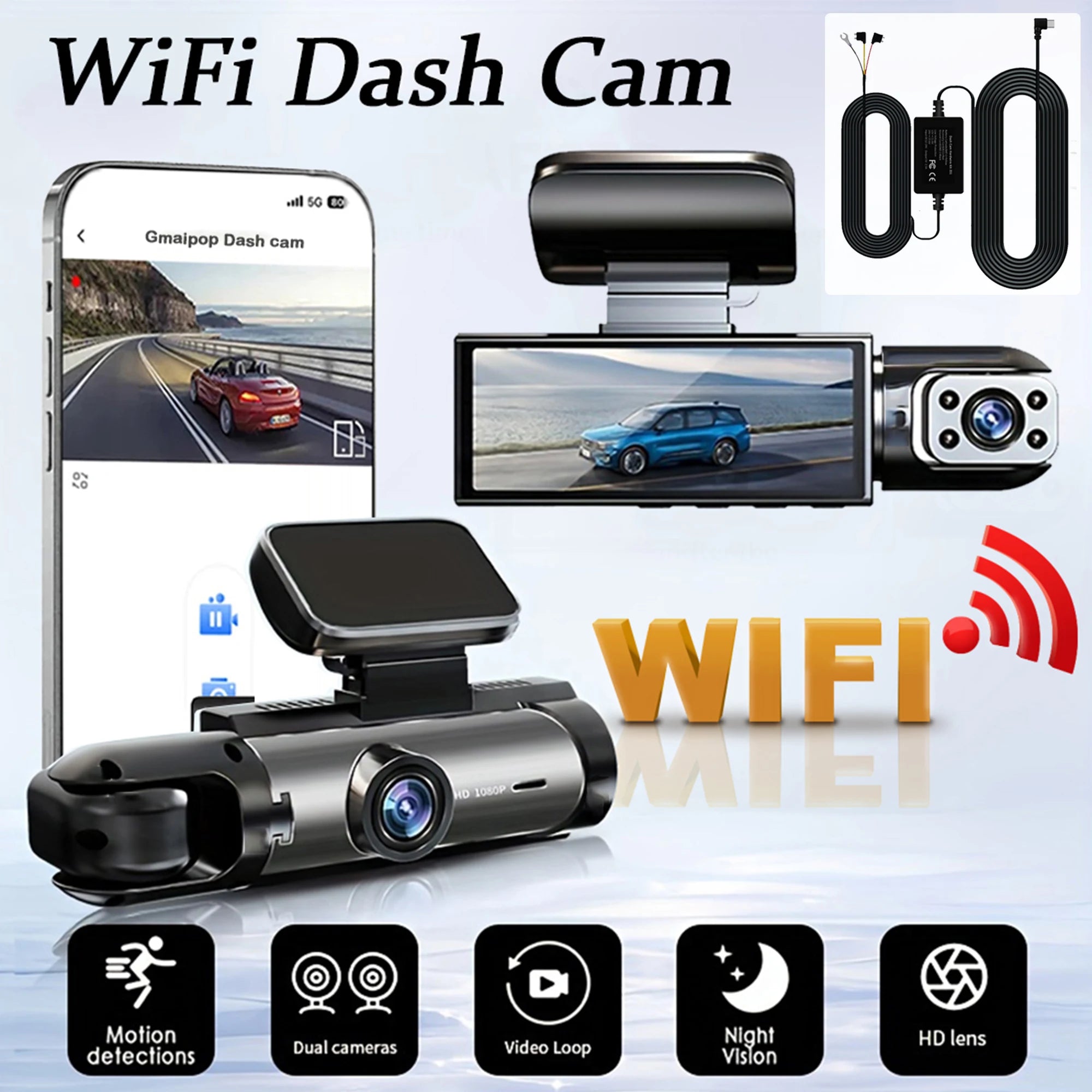 DriveGuard Pro™ Dual Dash Cam 1080P WiFi