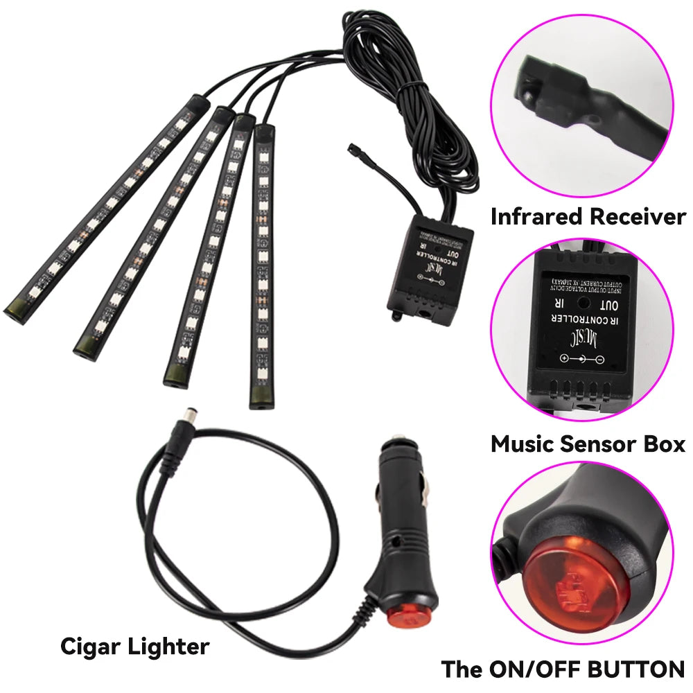DriveGlow™ Smart RGB Car Interior Light Kit
